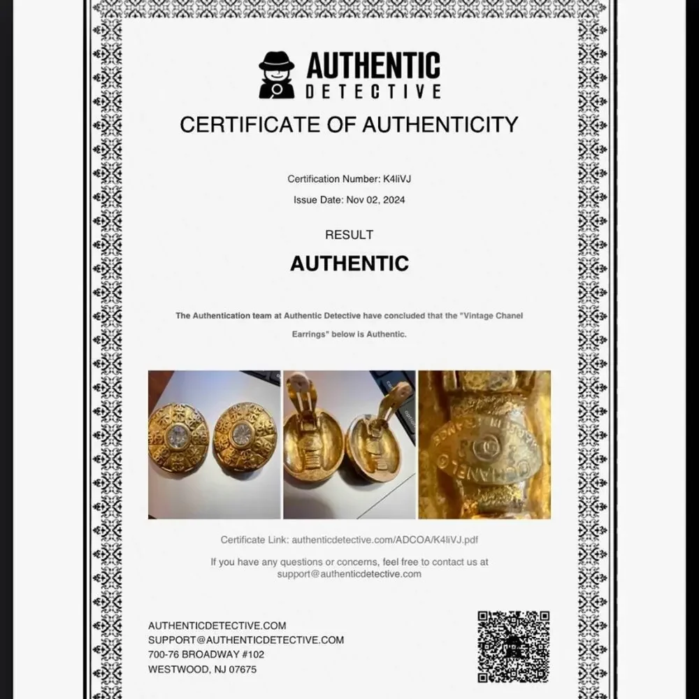 CHANEL Vintage 1988 CC Logos Button Motif Bijou Stone Earrings Clip-On 23 - Picture 7 of 7